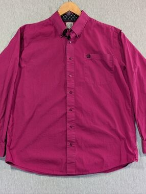 Cinch Western Shirt Men's Medium Maroon Button Down Cotton